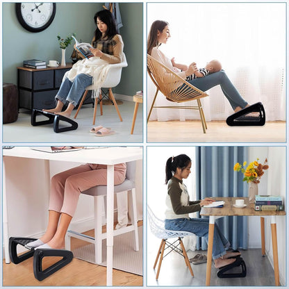 Foot Rest under Desk Ergonomic - 6 Height Adjustable, Manual Massage Rollers, Premium Vinyl Cover & Sturdy Plastic Frame for Home Office & Gaming